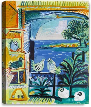 IPIC - The Pigeons by Pablo Picasso Art reproduction Giclee Prints on Acid Free Cotton Canvas Hand Stretched Canvas Art for Home Decor. 16" W x 20" H
