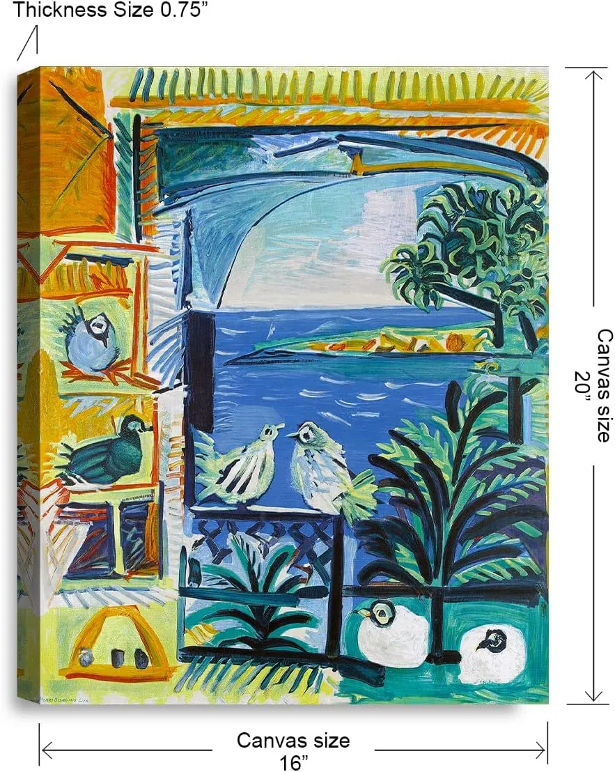 IPIC - The Pigeons by Pablo Picasso Art reproduction Giclee Prints on Acid Free Cotton Canvas Hand Stretched Canvas Art for Home Decor. 16" W x 20" H