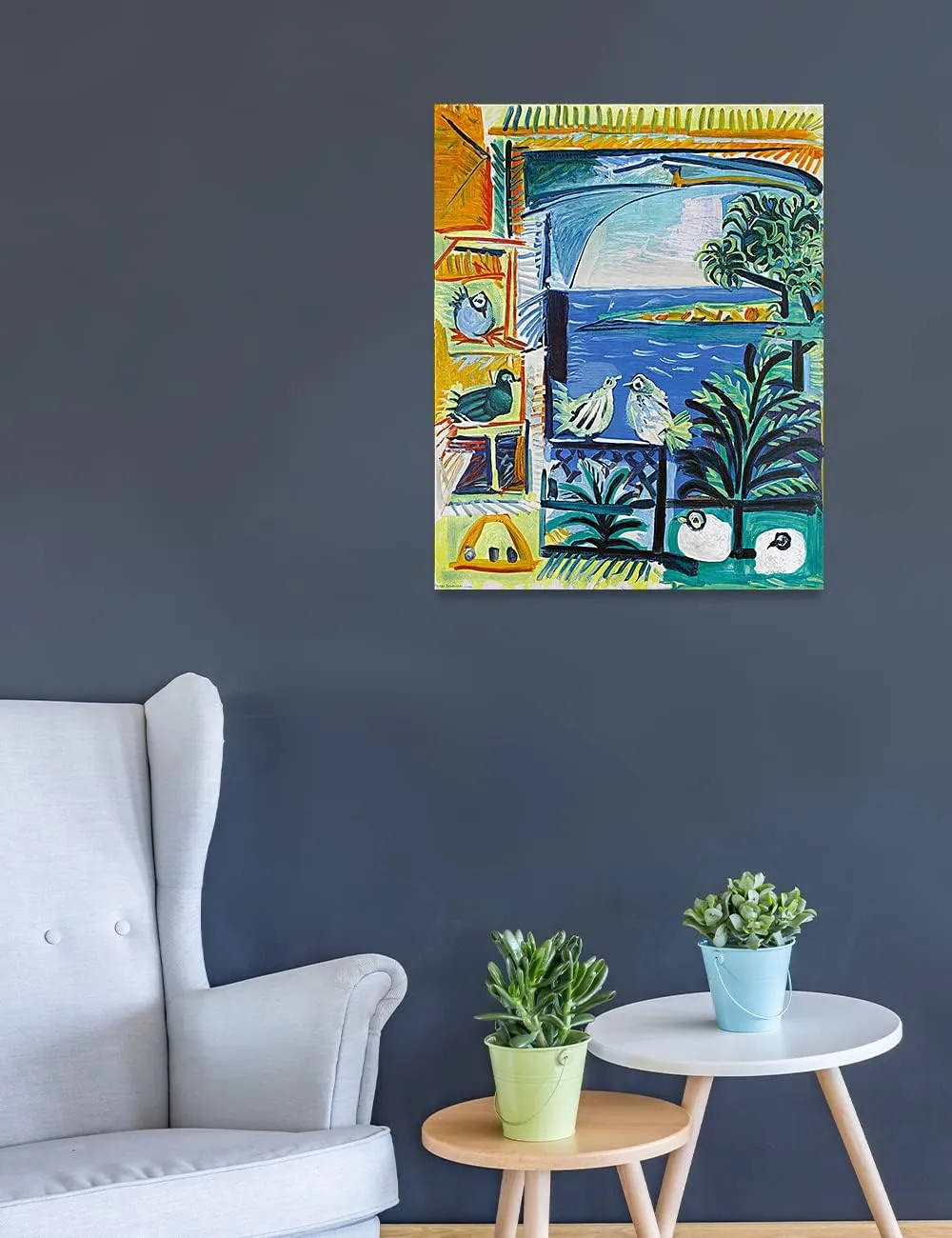 IPIC - The Pigeons by Pablo Picasso Art reproduction Giclee Prints on Acid Free Cotton Canvas Hand Stretched Canvas Art for Home Decor. 16" W x 20" H