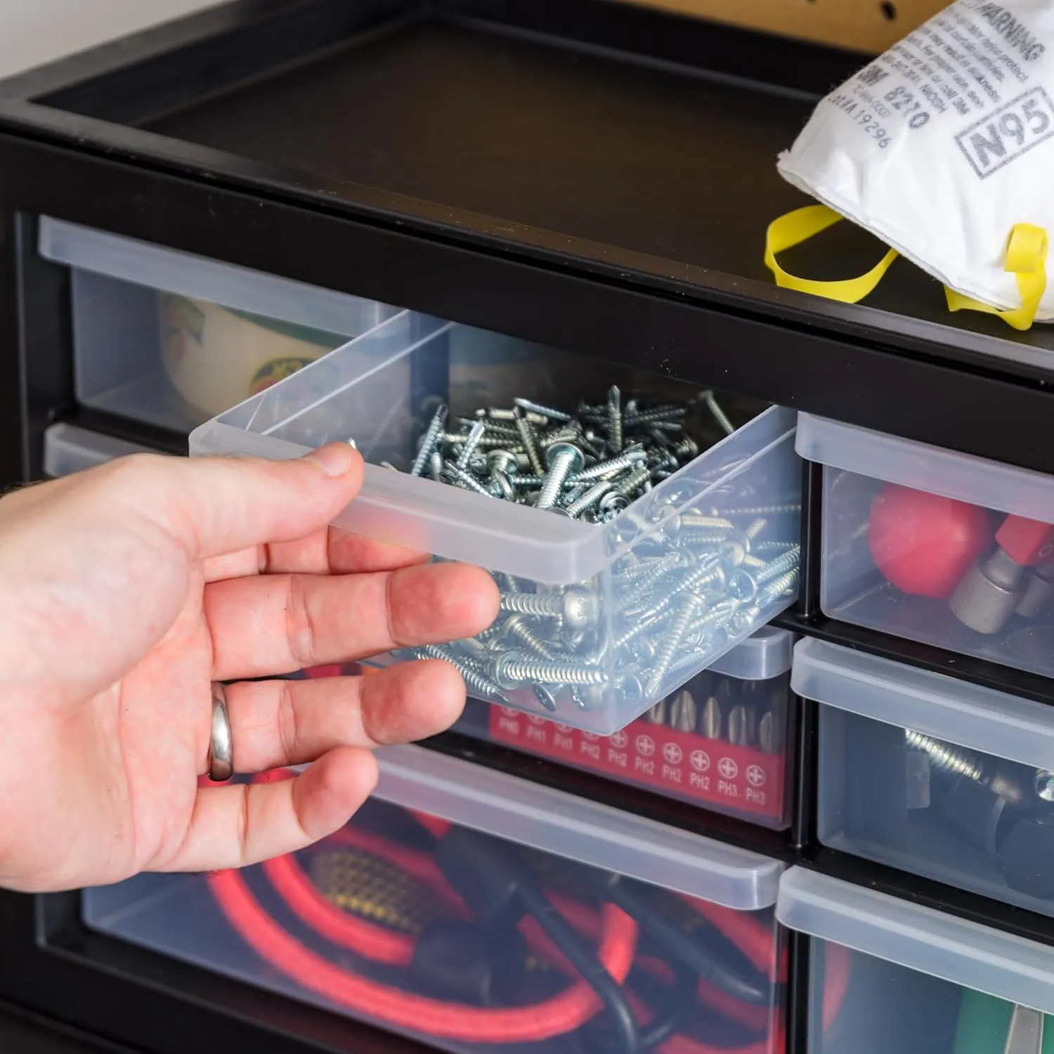 IRIS USA Small Drawer Organizer Storage, 2-Pack, 10-Drawer Craft Cabinet for Screws Hardware Art Supplies Small Parts Nuts Bolts Nails Tool Container, Drink Packet Water Flavor Packet Organizer, Black