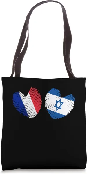 Israel France Heart French Flag Israeli Flag Love Heart Tote Bag