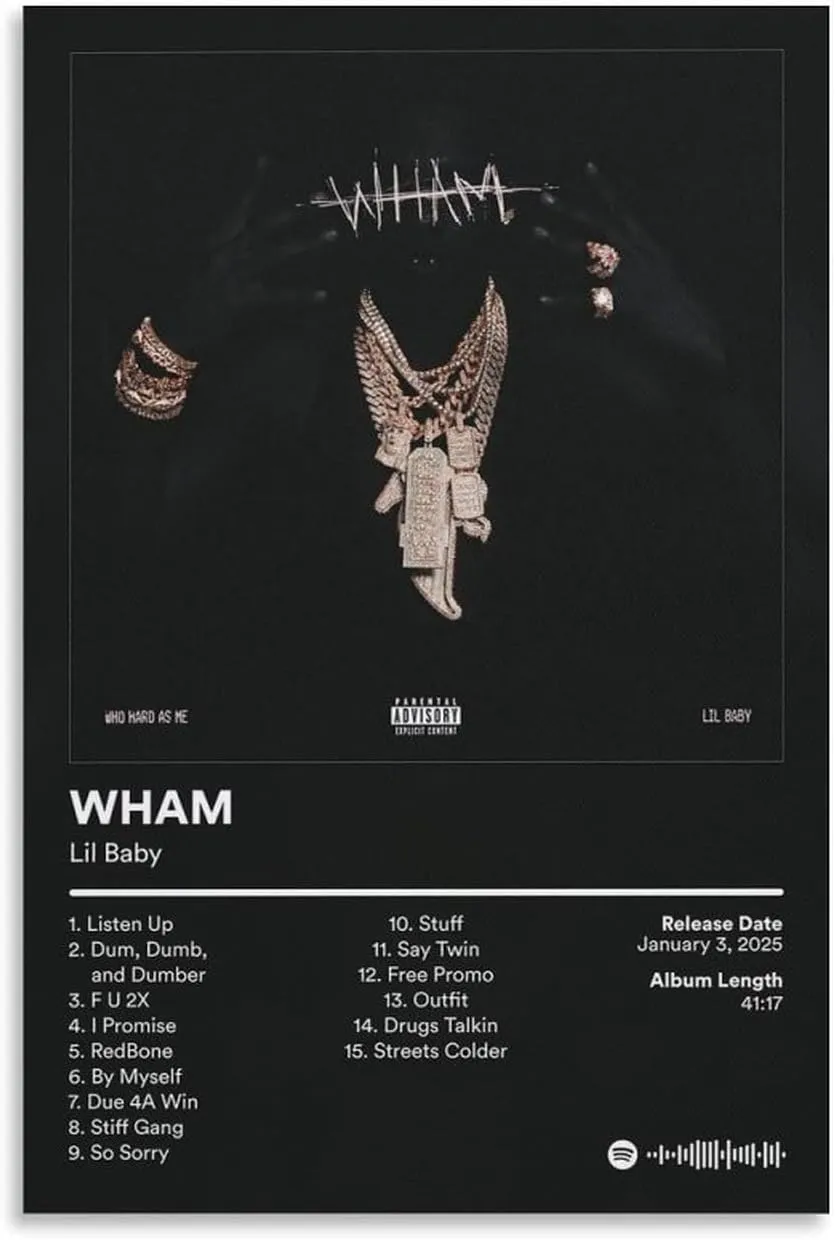 IVNE HY5V Lil Baby WHAM Canvas Poster Wall Decorative Art Painting Living Room Bedroom Decoration Gift Unframe-style16x24inch(40x60cm)