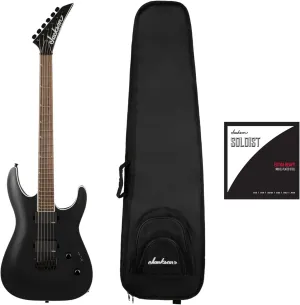 Jackson X Series Soloist SLA6 DX Baritone 6-String Electric Guitar (Satin Black) Bundle with Jackson Gig Bag and Strings (3 Items)