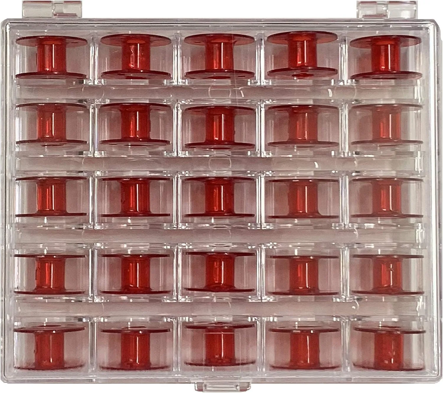 Janome Red Sewing Machine Bobbins with Storage Case - 25 Count