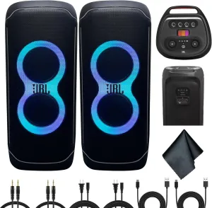 JBL 2 x PartyBox Ultimate 1100W Portable Speaker - Wi-fi & Bluetooth Connectivity Splashproof, Powerful Sound and Exciting Light Show (JBLPARTYBOXULTAM)   Cleaning Cloth   More