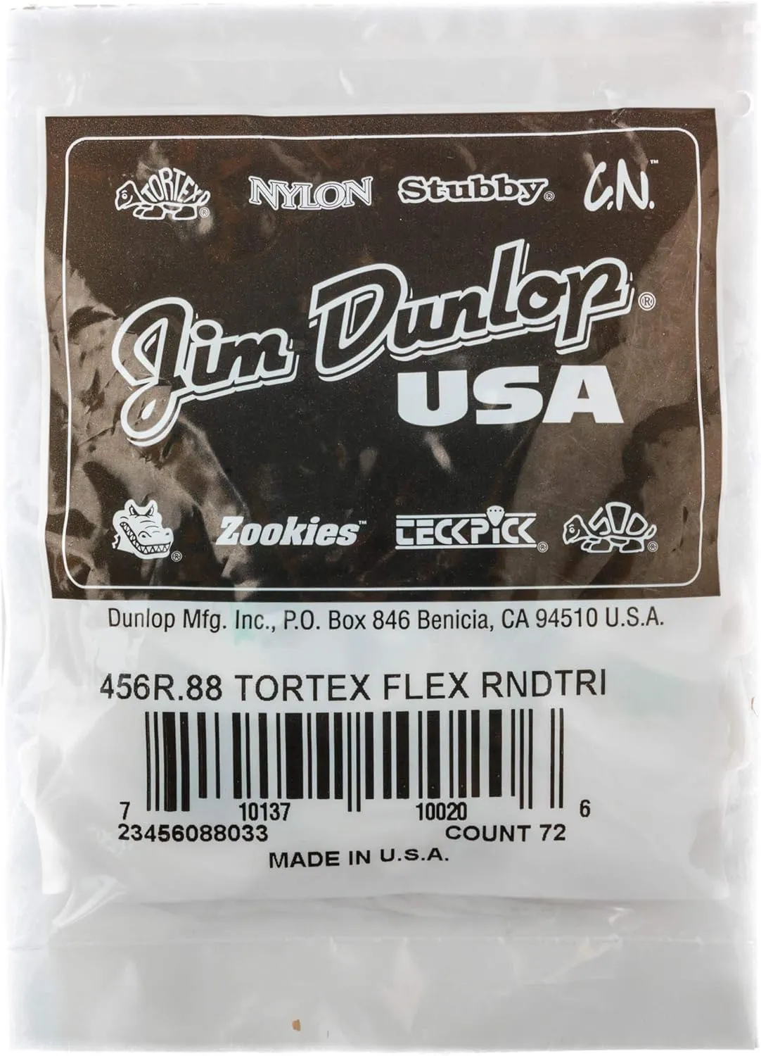 Jim Dunlop Dunlop Tortex Flex Triangle .88mm Green Guitar Pick-72 Pack (456R.88)