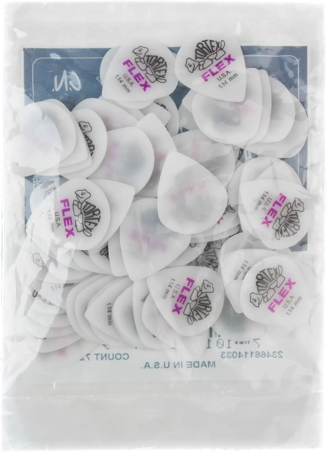 Jim Dunlop Tortex Flex Jazz III XL 1.14mm 72 Pack Guitar Picks (466R1.14)