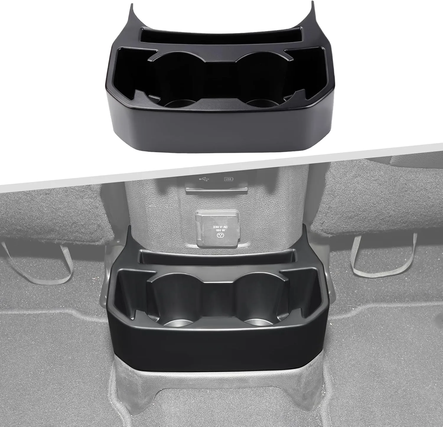 Jimen for JL Rear Cup Holder, Dual Extra Cup Holder Organizer Tray Drink Holder for Back Seat Compatible with Jeep Wrangler JL JLU & Gladiator JT 2018-2025