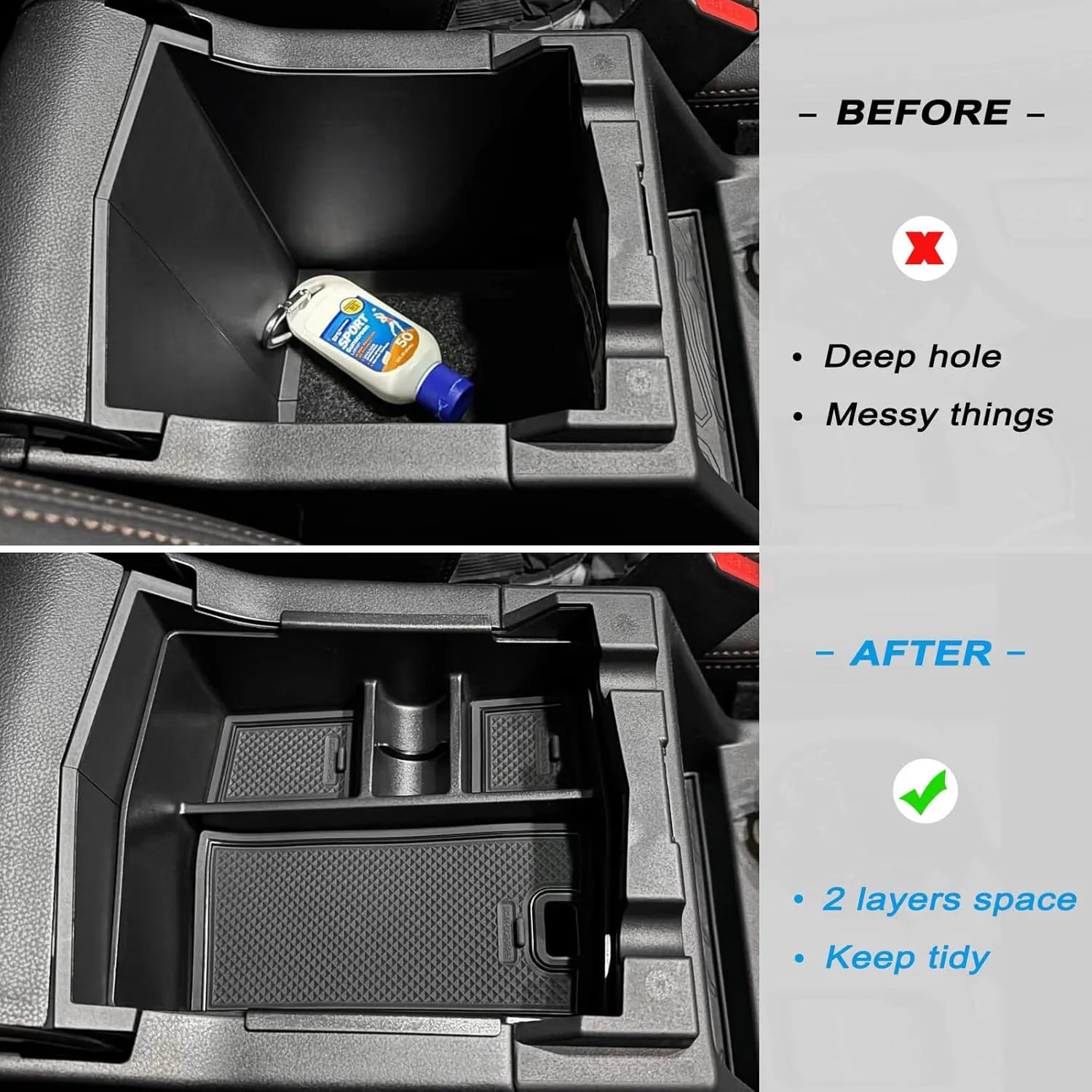 JKCOVER Center Console Organizer Tray Compatible with 2025 Subaru Forester Interior Armrest Insert Storage Box Easy Removal Accessories