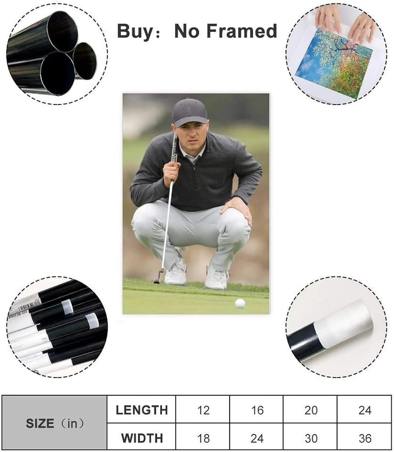 Jordan Spieth Golf Poster20 Canvas Poster Wall Art Decor Print Picture Paintings for Living Room Bedroom Decoration Unframe:24x36inch(60x90cm)