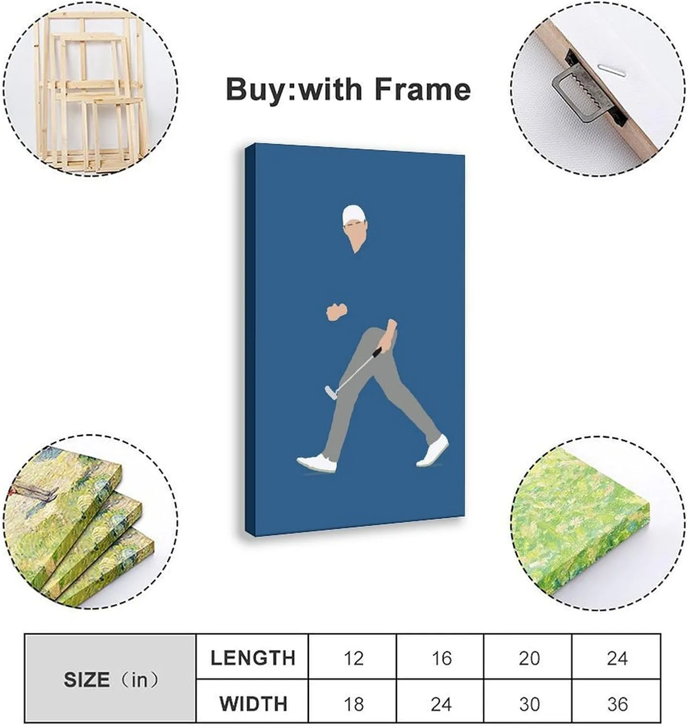 Jordan Spieth Golf Poster88 Canvas Poster Wall Art Decor Print Picture Paintings for Living Room Bedroom Decoration Frame:12x18inch(30x45cm)