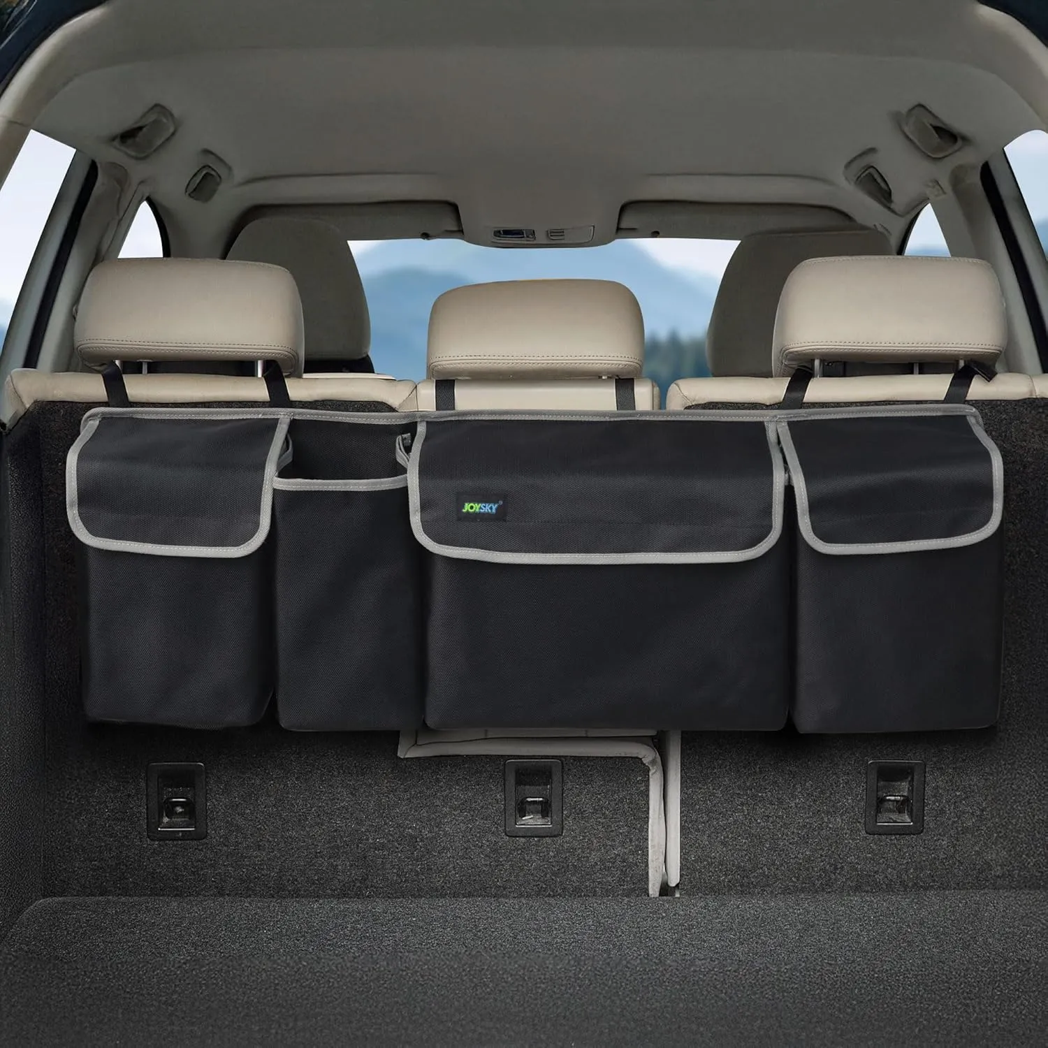 JOYSKY Car Trunk Organizer, Backseat Hanging Organizer Storage, Large Capacity Back Seat Car Organizer for SUV, Sapce-saving Vehicle Interior Accessories