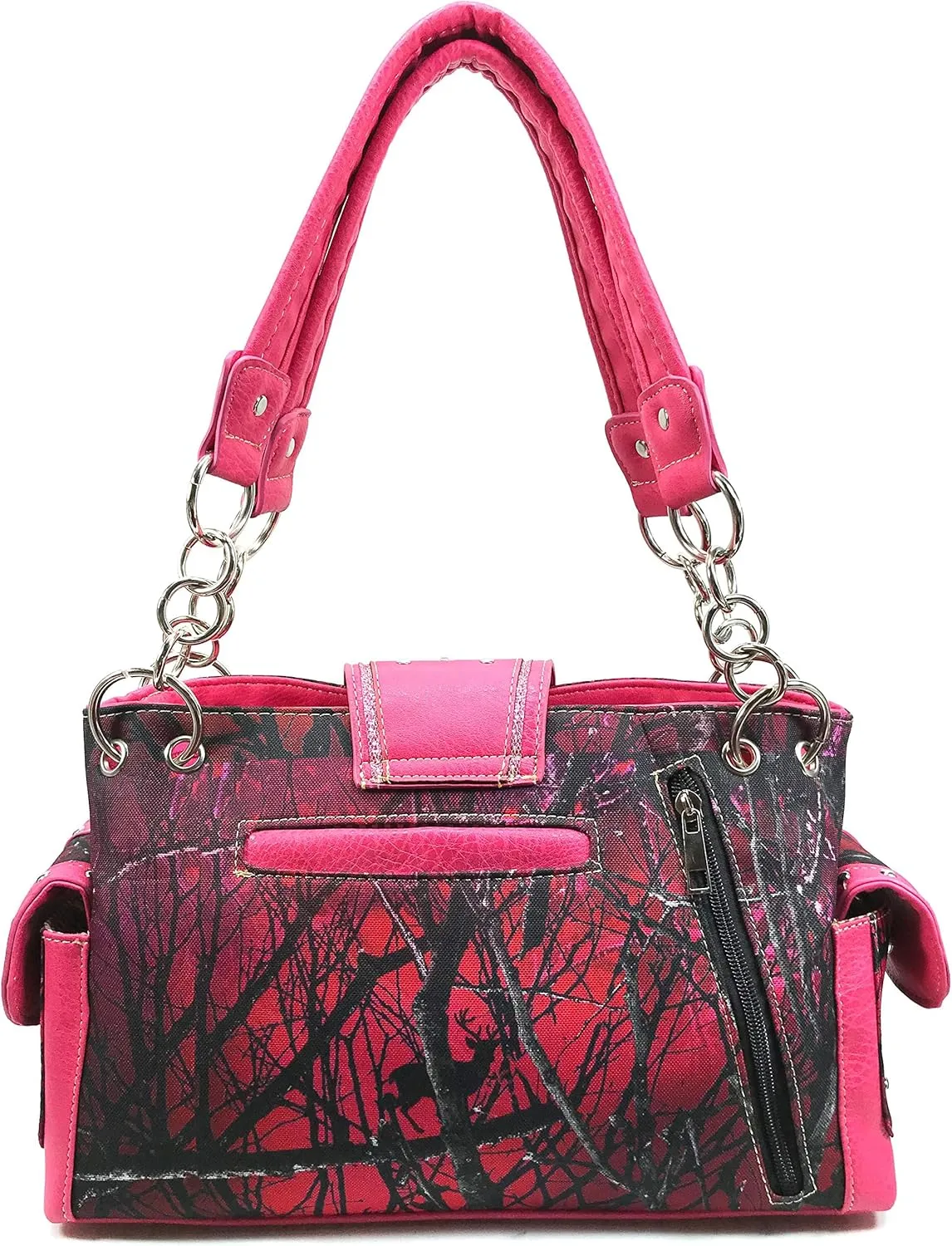 Justin West Camouflage Tree Branches Bling Rhinestone Cross Wings Buckle Crossbody Chain Messenger and Purse