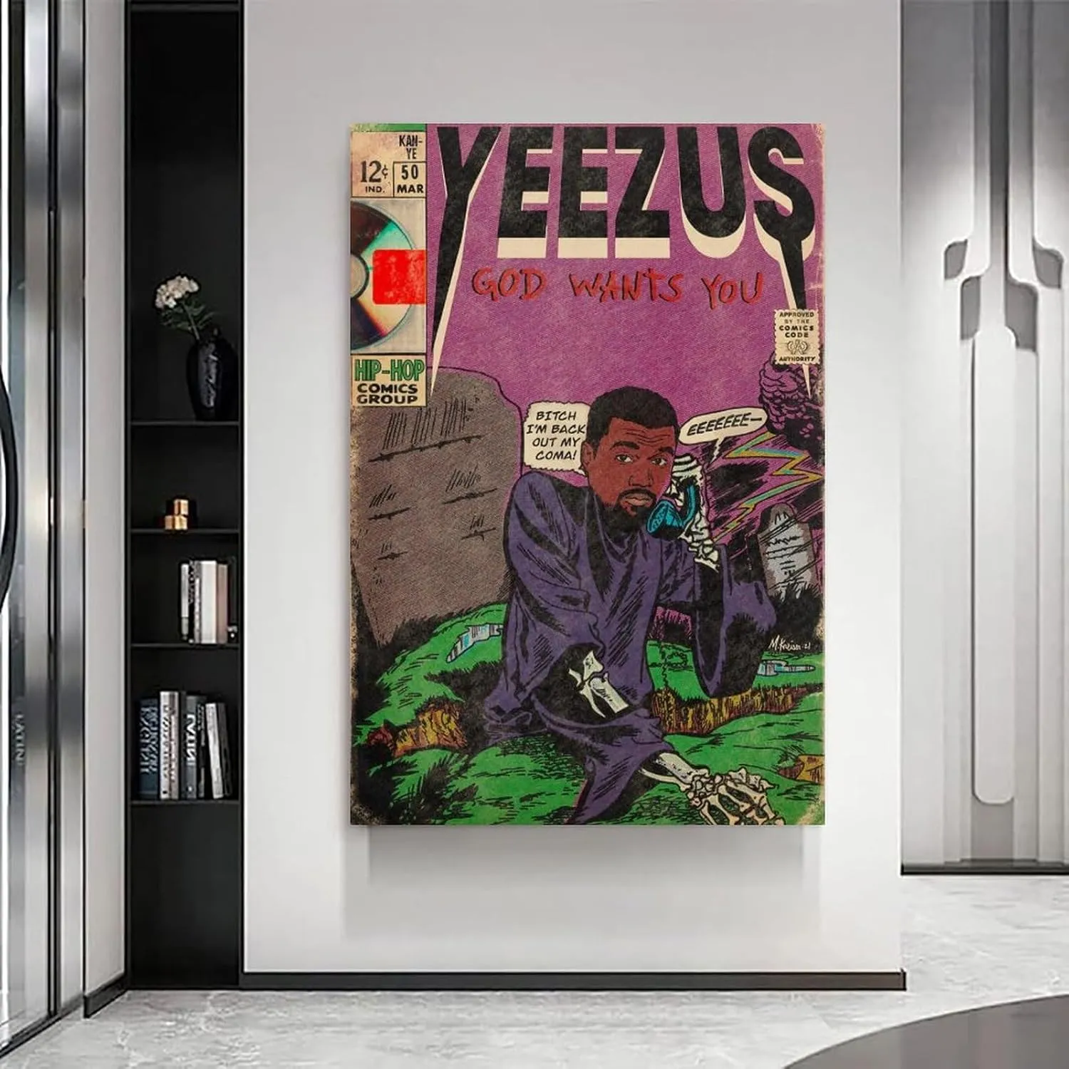 Kanye West Yeezus Album Comics Art Poster for Bedroom Aesthetic Canvas Art Wall Decor 16x24inch(40x60cm)