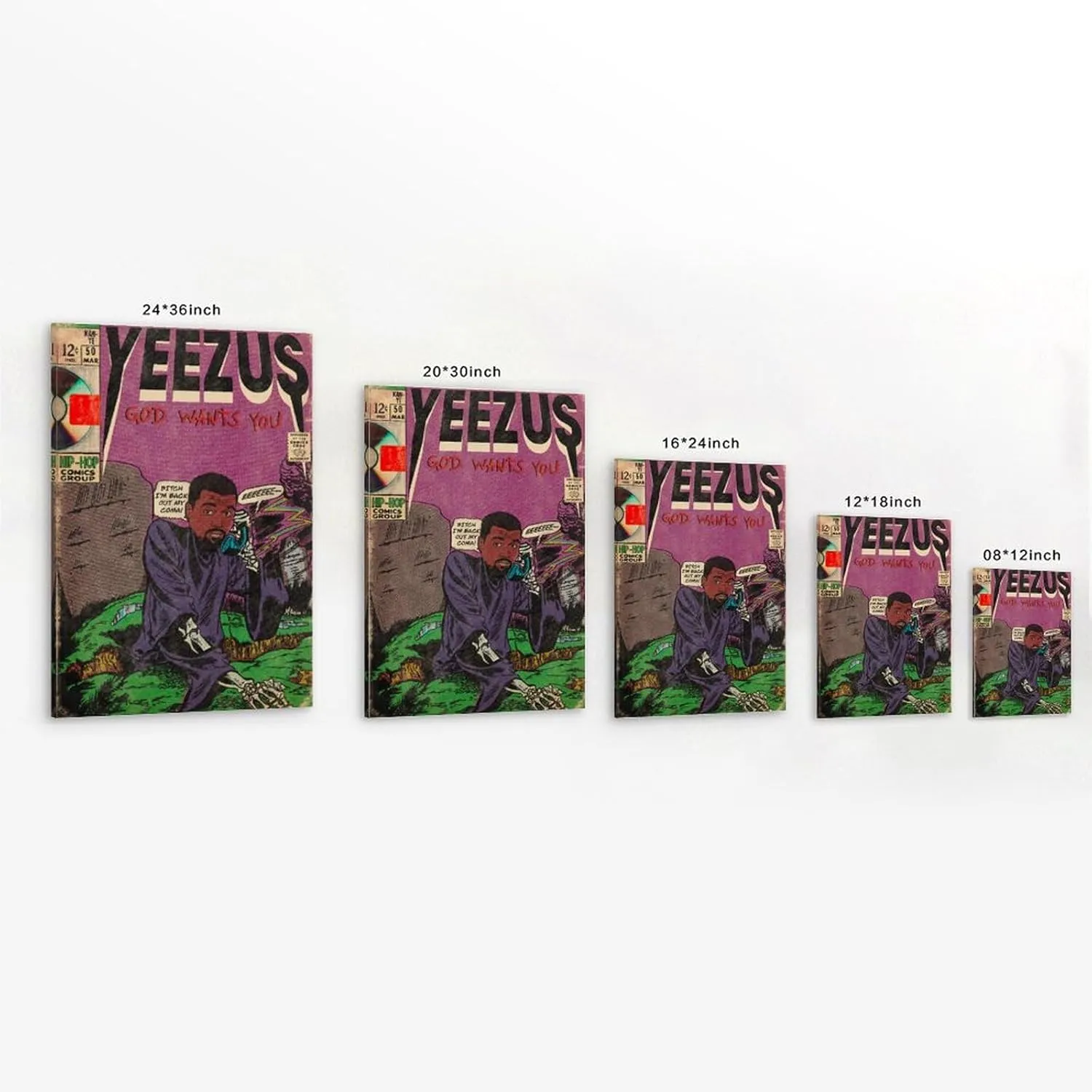 Kanye West Yeezus Album Comics Art Poster for Bedroom Aesthetic Canvas Art Wall Decor 16x24inch(40x60cm)