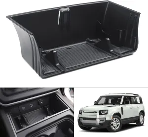 Karltys Center Console Organizer Tray for Land Rover Defender Accessories 90 110 130 2020-2025, Durable ABS Middle Console Organizer Central Storage Box with Non-Slip Mat