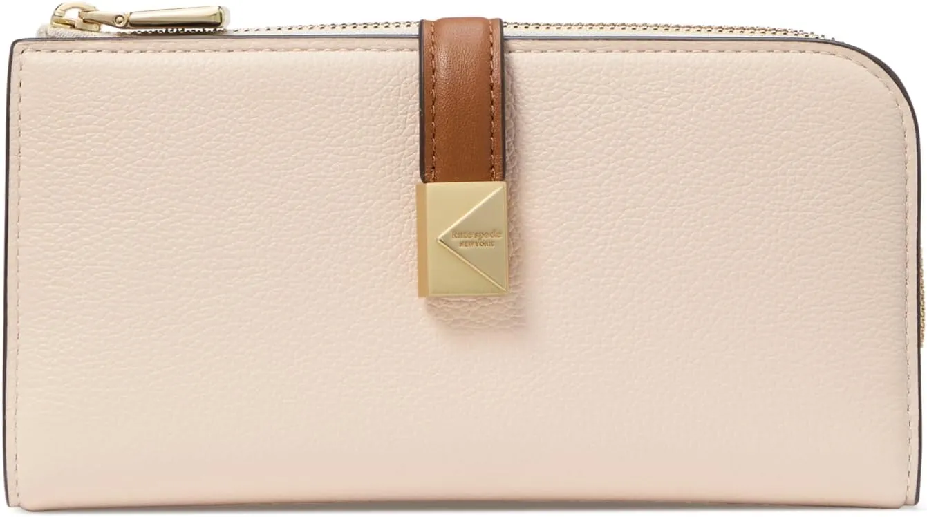 kate spade new york Deco Colorblocked Pebbled Leather Zip Slim Wallet, Milk Glass Multi