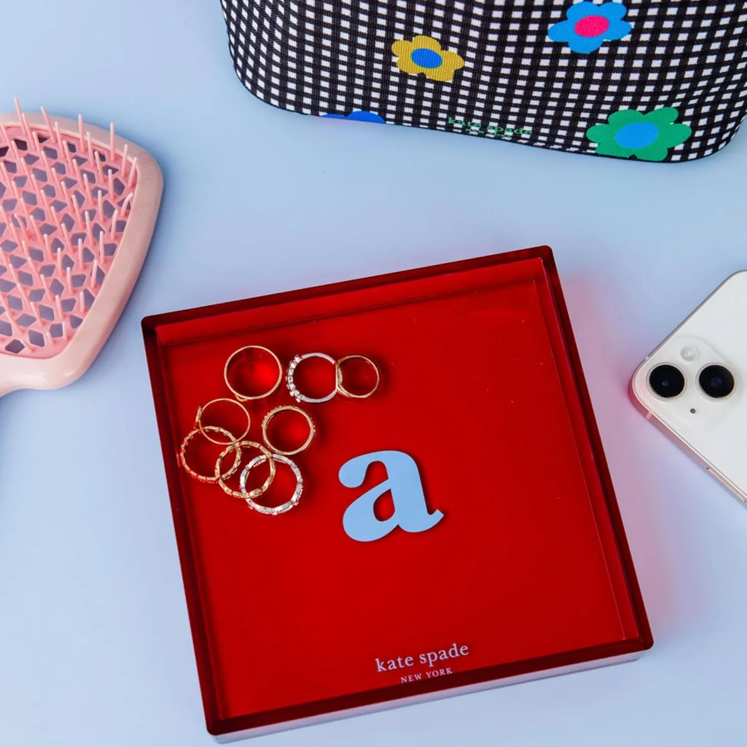 kate spade new york Initial Decorative Initial Tray, Personalized Acrylic Vanity Letter Tray, Just Mine (N)