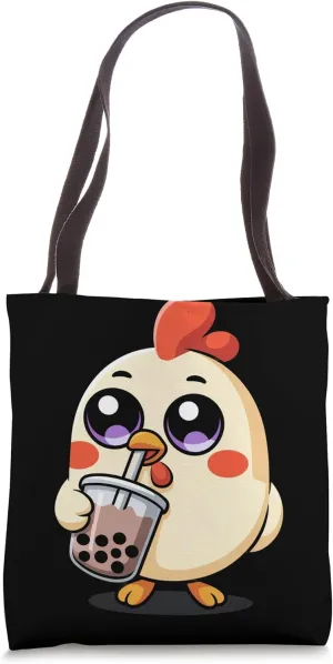 Kawaii Chicken Hen Boba Tea Tote Bag