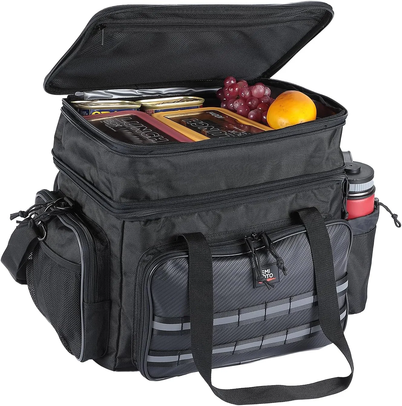 KEMIMOTO Range Bag with Expandable Food Insulation, Dual Tactical Bag with Lockable Zippers for Hunting, Black