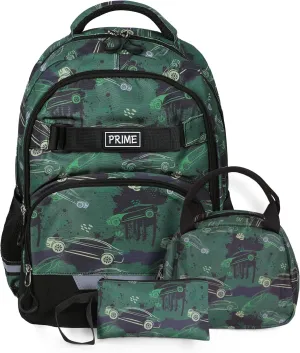 Kids Car Backpack Set, School Backpack Toddler Bookbag For School & Travel, with Lunch Box & Pencil Case,3pcs