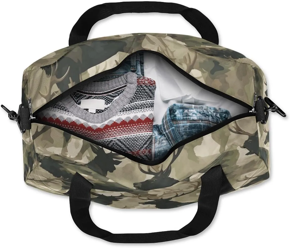 Kids Duffel Bag Military Camo Camouflage Deer,Sport Gym Bag for Boys Girls,Weekender Overnight Tote Bag Carry On Duffel Bag