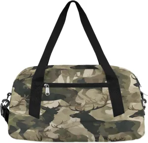 Kids Duffel Bag Military Camo Camouflage Deer,Sport Gym Bag for Boys Girls,Weekender Overnight Tote Bag Carry On Duffel Bag