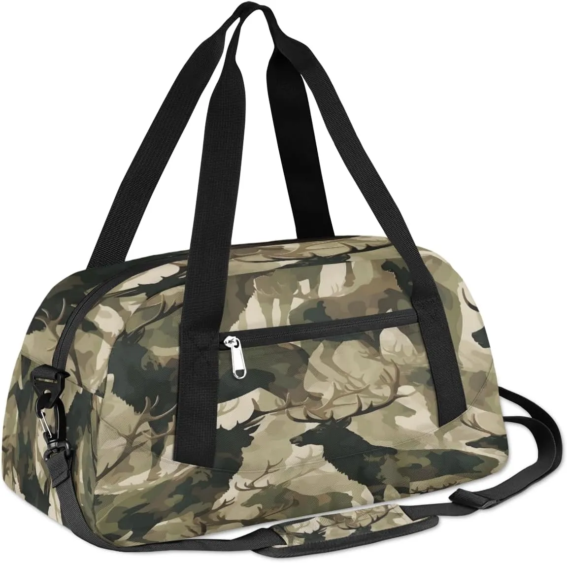 Kids Duffel Bag Military Camo Camouflage Deer,Sport Gym Bag for Boys Girls,Weekender Overnight Tote Bag Carry On Duffel Bag