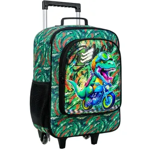 Kids Luggage for Boys, Dinosuar Rolling Suicase with Wheels，Travel Carry on for Children Toddler Elementary