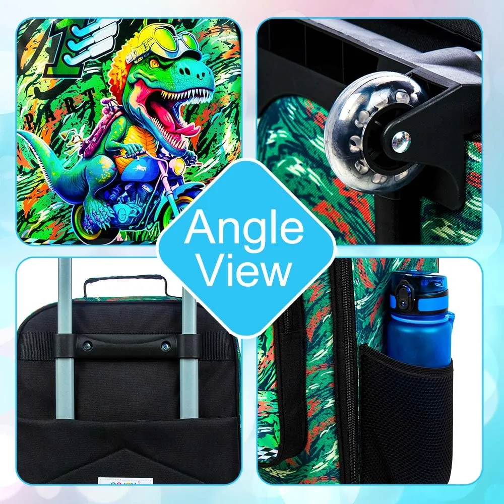 Kids Luggage for Boys, Dinosuar Rolling Suicase with Wheels，Travel Carry on for Children Toddler Elementary