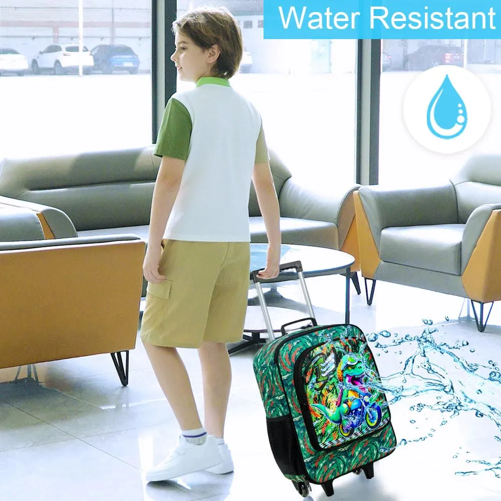 Kids Luggage for Boys, Dinosuar Rolling Suicase with Wheels，Travel Carry on for Children Toddler Elementary