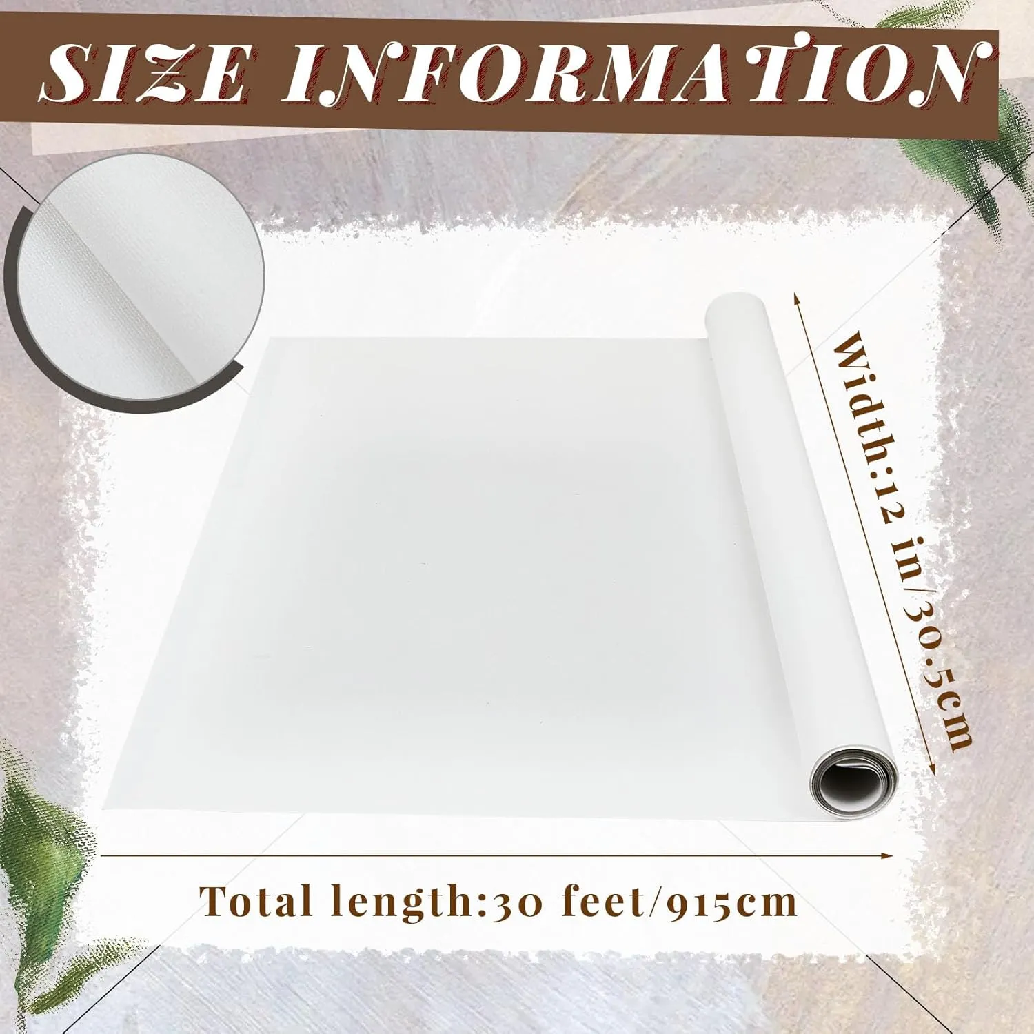Kinlop Double Primed Cotton Canvas White Canvas Roll for Oil and Acrylic Paint(30 Feet X 12 Inch)