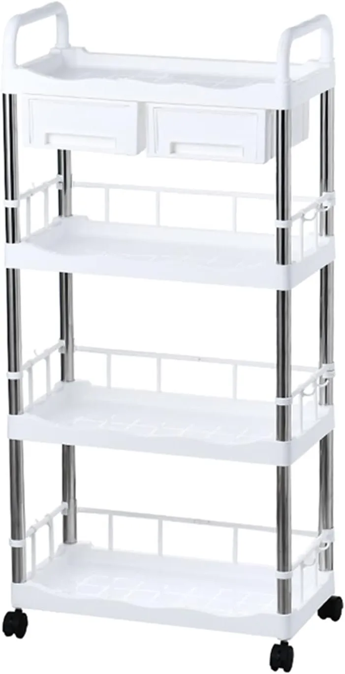 Kitchen Storage Cabinets Kitchen Trolley Rack Floor-to-Ceiling Multi-Layer Wheeled Removable Vegetable and Fruit Seasoning Bottle Storage Basket Locker Kitchen Shelves