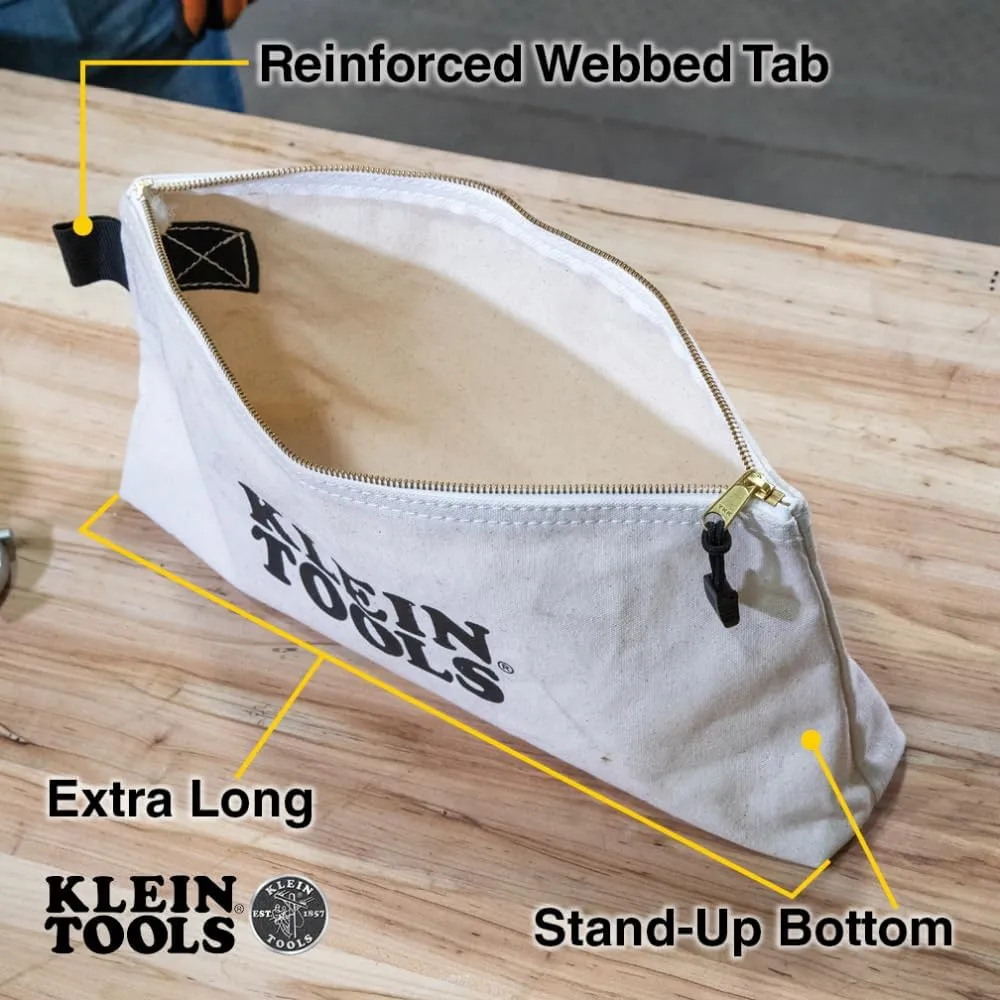 Klein Tools Zipper Bag, Canvas Tool Pouch with Heavy Duty Brass Zipper Close