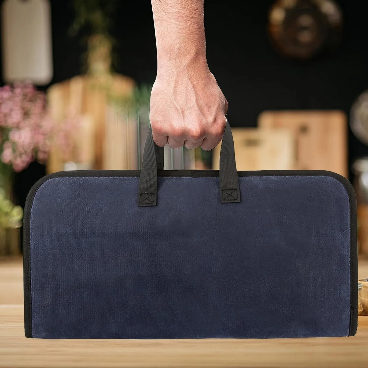 Knife Roll,Knife Bag with 7 Slots,Heavy Duty Waxed Canvas knife Case,Portable Chef Knife Roll Bag For Kitchen Cooking.Cutlery Knives Holders Protectors,Chef Knife Carrying Case For Travel & Camping