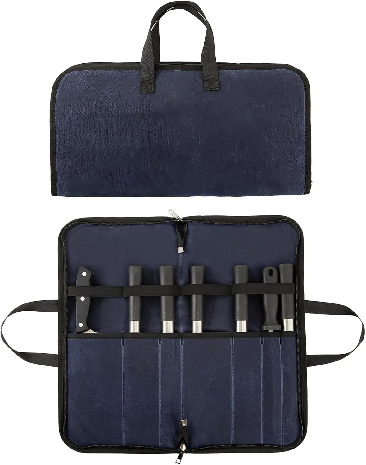 Knife Roll,Knife Bag with 7 Slots,Heavy Duty Waxed Canvas knife Case,Portable Chef Knife Roll Bag For Kitchen Cooking.Cutlery Knives Holders Protectors,Chef Knife Carrying Case For Travel & Camping