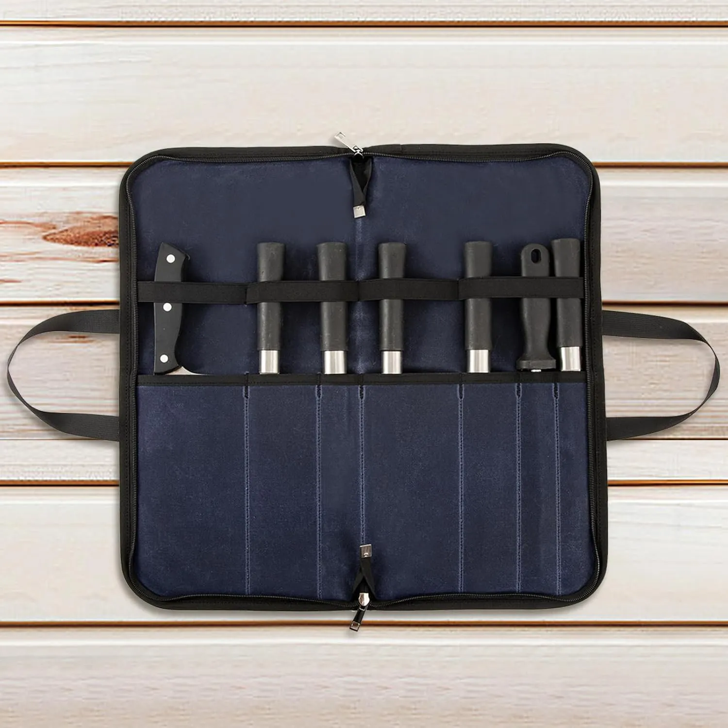 Knife Roll,Knife Bag with 7 Slots,Heavy Duty Waxed Canvas knife Case,Portable Chef Knife Roll Bag For Kitchen Cooking.Cutlery Knives Holders Protectors,Chef Knife Carrying Case For Travel & Camping