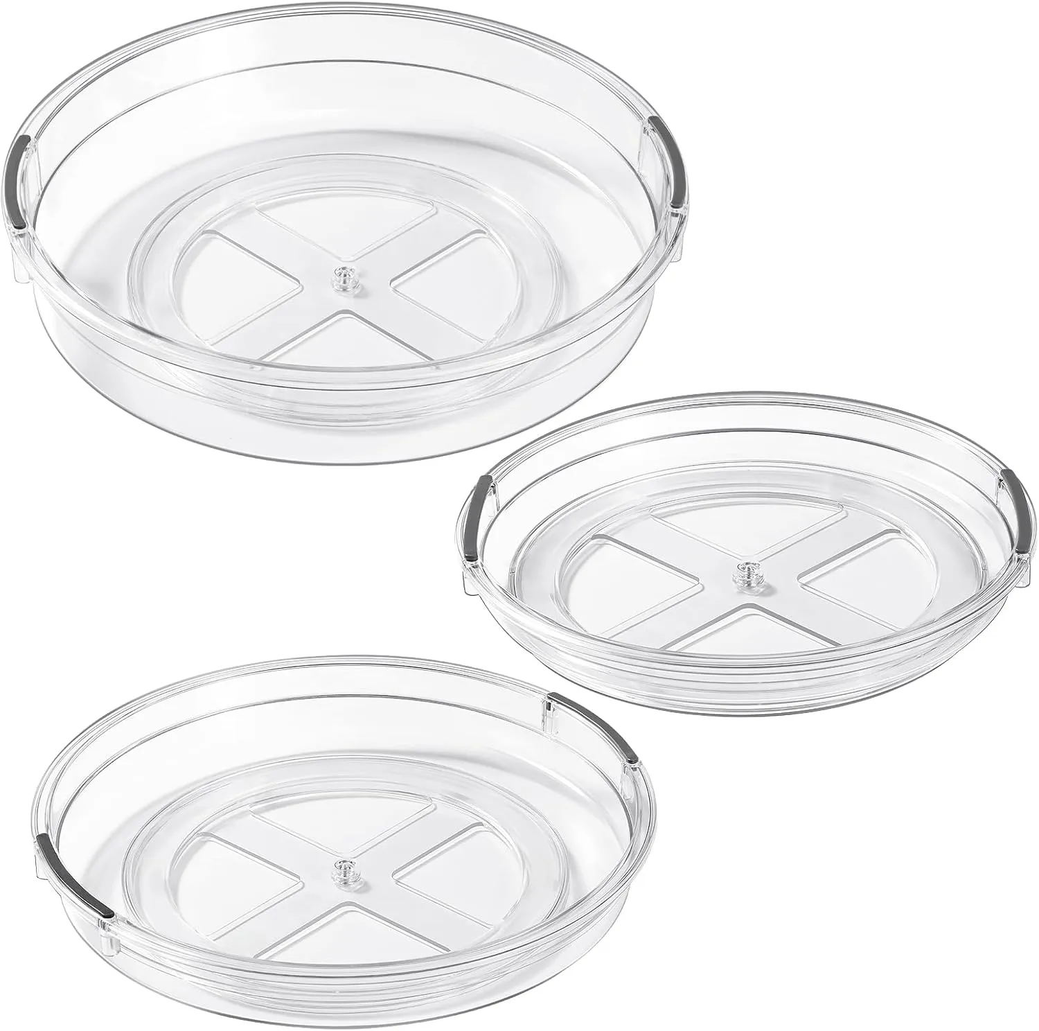 LAMU 3 Pack Lazy Susan Organizer Turntable for Cabinet, Rotating Condiment Organizer for Kitchen Pantry Organizers and Storage, Table Top, Fridge, Countertop, Spice Organization, 9.25'' 10.6'' 12''
