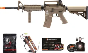 Lancer Tactical Gen 2 RIS Classic M4A1 AEG Airsoft Rifle with 9.6v Nimh Battery and Charger (1000 Rounds 0.20g BBS Included)