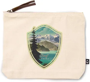 Lantern Press Banff, Canada, Lithograph National Park Series, 100% Cotton Zipper Pouch, Travel Accessory, Go Bag