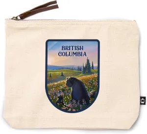 Lantern Press British Columbia, Lithograph, Bear Family in Field, 100% Cotton Zipper Pouch, Travel Accessory, Go Bag