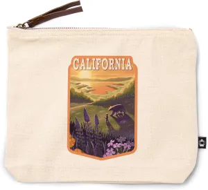 Lantern Press California, Lithograph, Bear and Spring Flowers, 100% Cotton Zipper Pouch, Travel Accessory, Go Bag