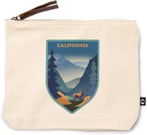 Lantern Press California, Lithograph, Elk and Mountains Scene, 100% Cotton Zipper Pouch, Travel Accessory, Go Bag