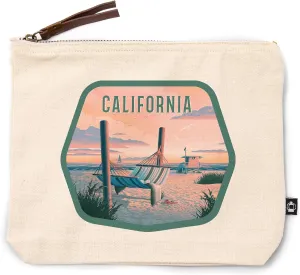 Lantern Press California, Lithograph, Salt Air, No Cares, Hammock on Beach, 100% Cotton Zipper Pouch, Travel Accessory, Go Bag