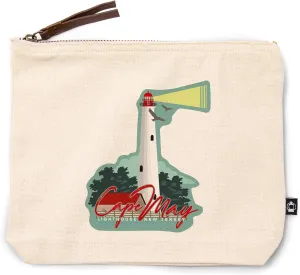 Lantern Press Cape May, New Jersey, Lighthouse, Vector Style, 100% Cotton Zipper Pouch, Travel Accessory, Go Bag
