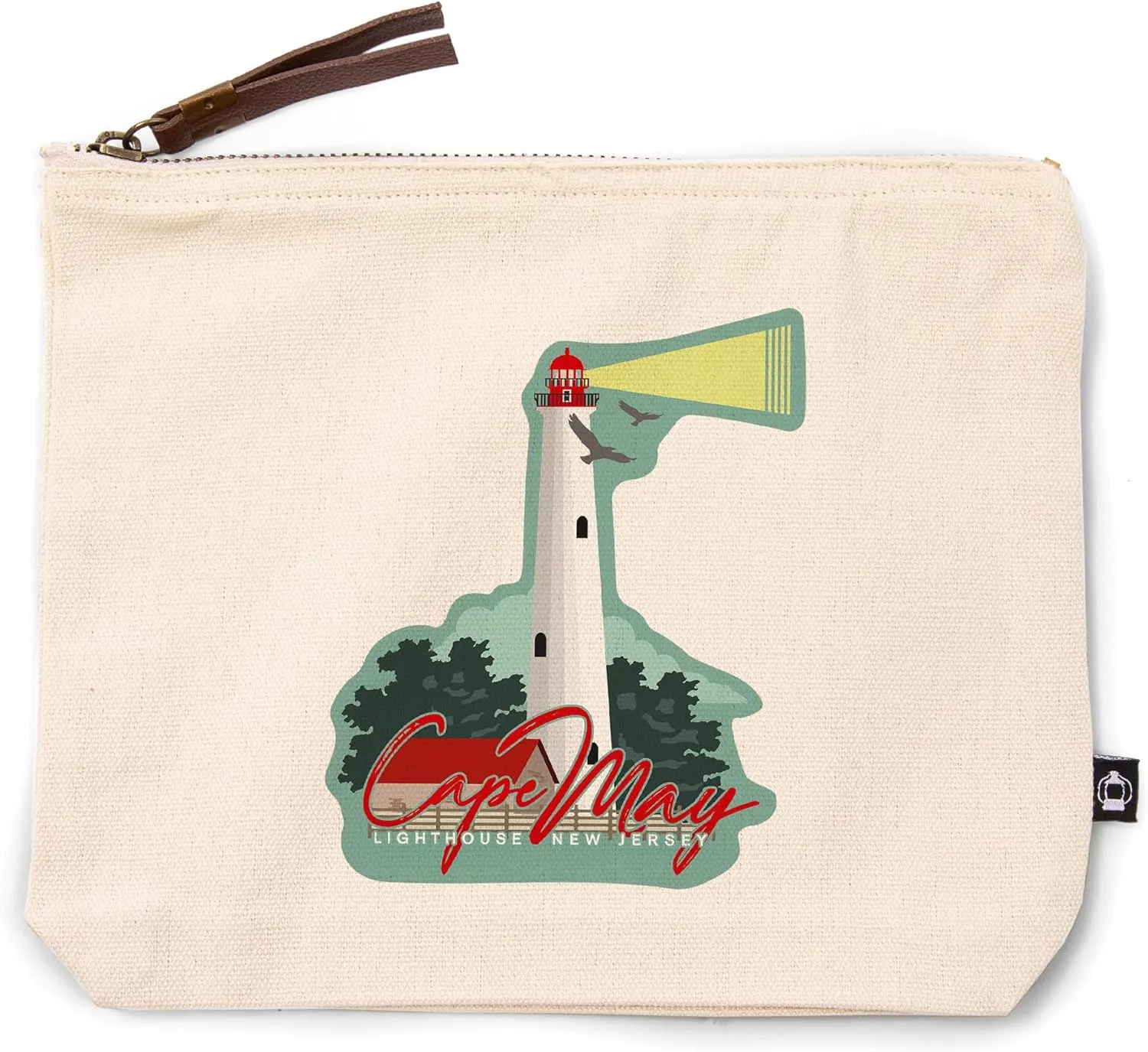 Lantern Press Cape May, New Jersey, Lighthouse, Vector Style, 100% Cotton Zipper Pouch, Travel Accessory, Go Bag