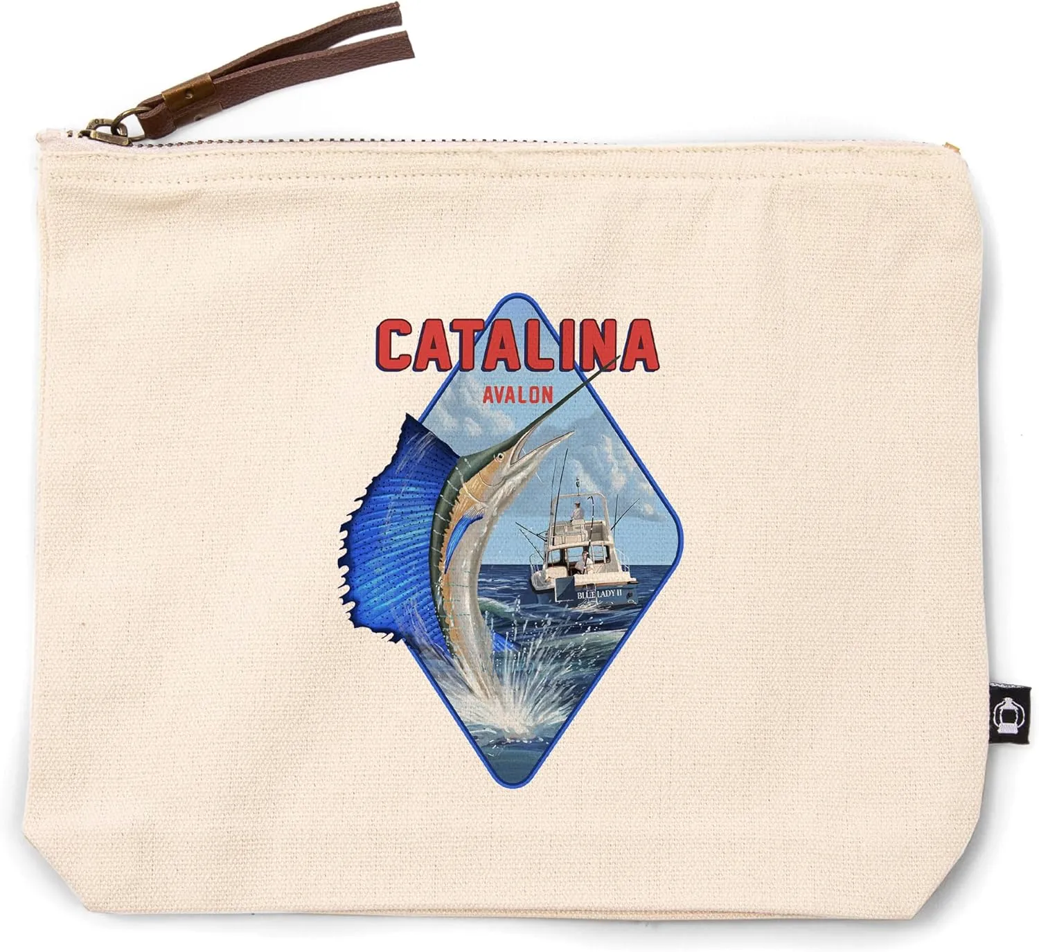Lantern Press Catalina Island, California, Avalon, Sailfish Scene, 100% Cotton Zipper Pouch, Travel Accessory, Go Bag