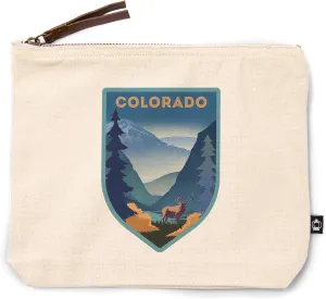 Lantern Press Colorado, Lithograph, Elk and Mountains Scene, 100% Cotton Zipper Pouch, Travel Accessory, Go Bag