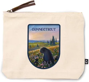 Lantern Press Connecticut, Lithograph, Bear Family in Field, 100% Cotton Zipper Pouch, Travel Accessory, Go Bag