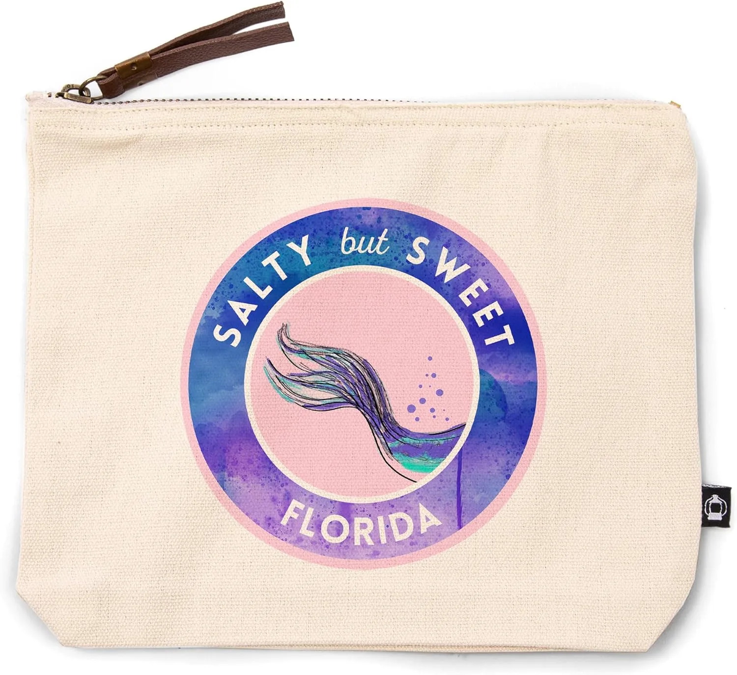 Lantern Press Florida Salty But Sweet Mermaid Tale, 100% Cotton Zipper Pouch, Travel Accessory, Go Bag